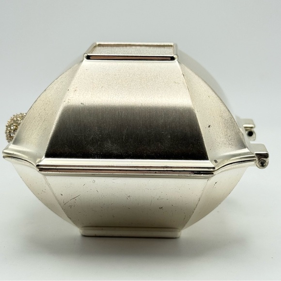 Things Remembered Silver Tone Trinket Box Rhinestones Heart Rings Earrings - Picture 4 of 11